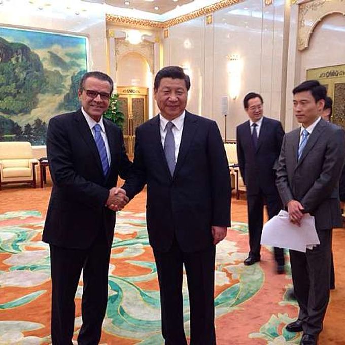 Presidente da Câmara, Henrique Eduardo Alves, e o presidente da China, Xin Jinping.