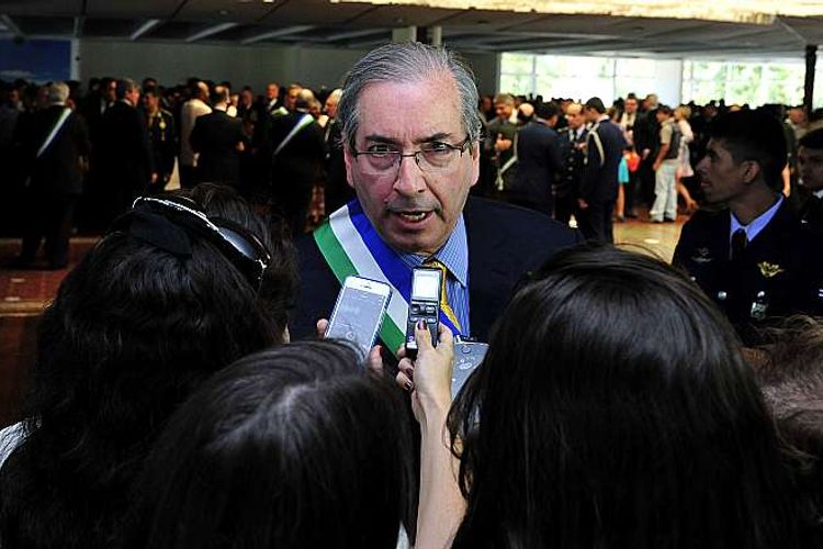 Após receber Medalha Ordem do Mérito da Defesa, presidente da Câmara, dep. Eduardo Cunha (PMDB-RJ)